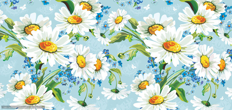 Daisies and Forget-me-nots — Blue
