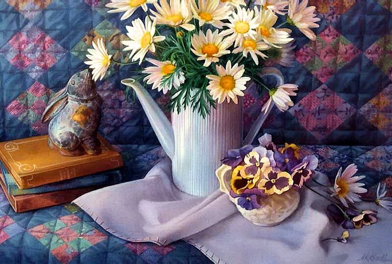 Daisies in a Pitcher — White, Serene, Spring