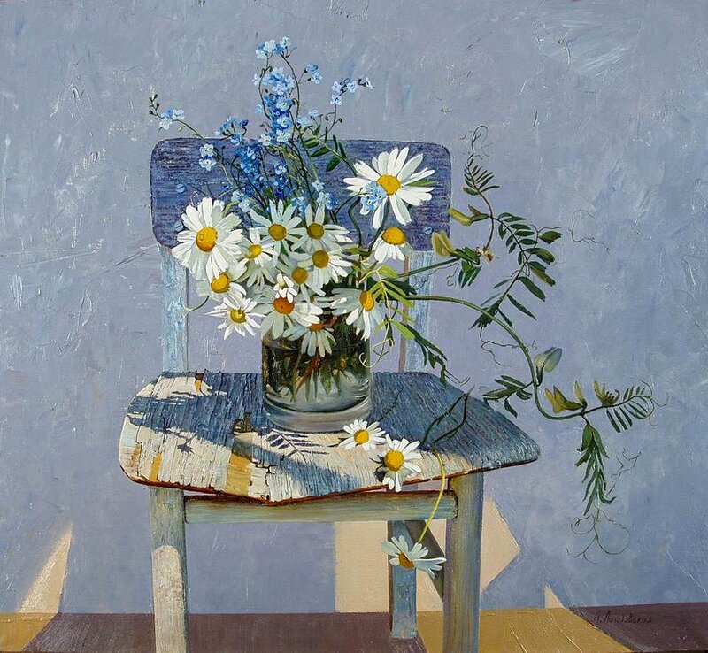 Daisies in a Vase — Blue, Serene