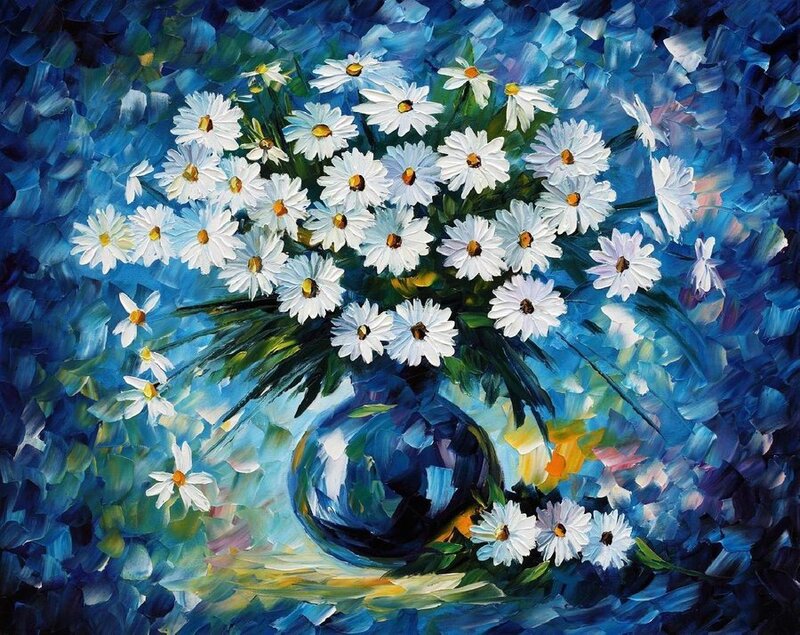 Daisies in a Vase — Blue