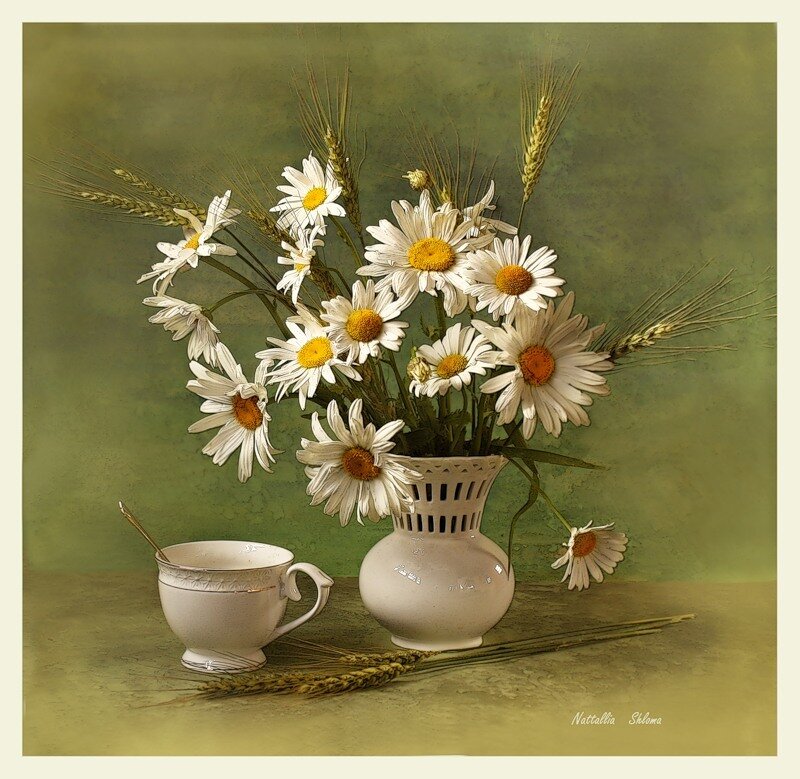 Daisies in a Vase — Green