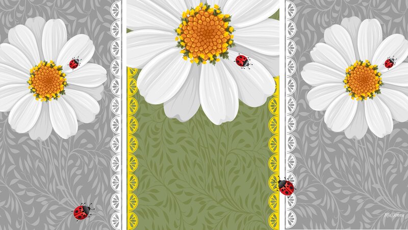 Daisies with Ladybugs — White, Calm