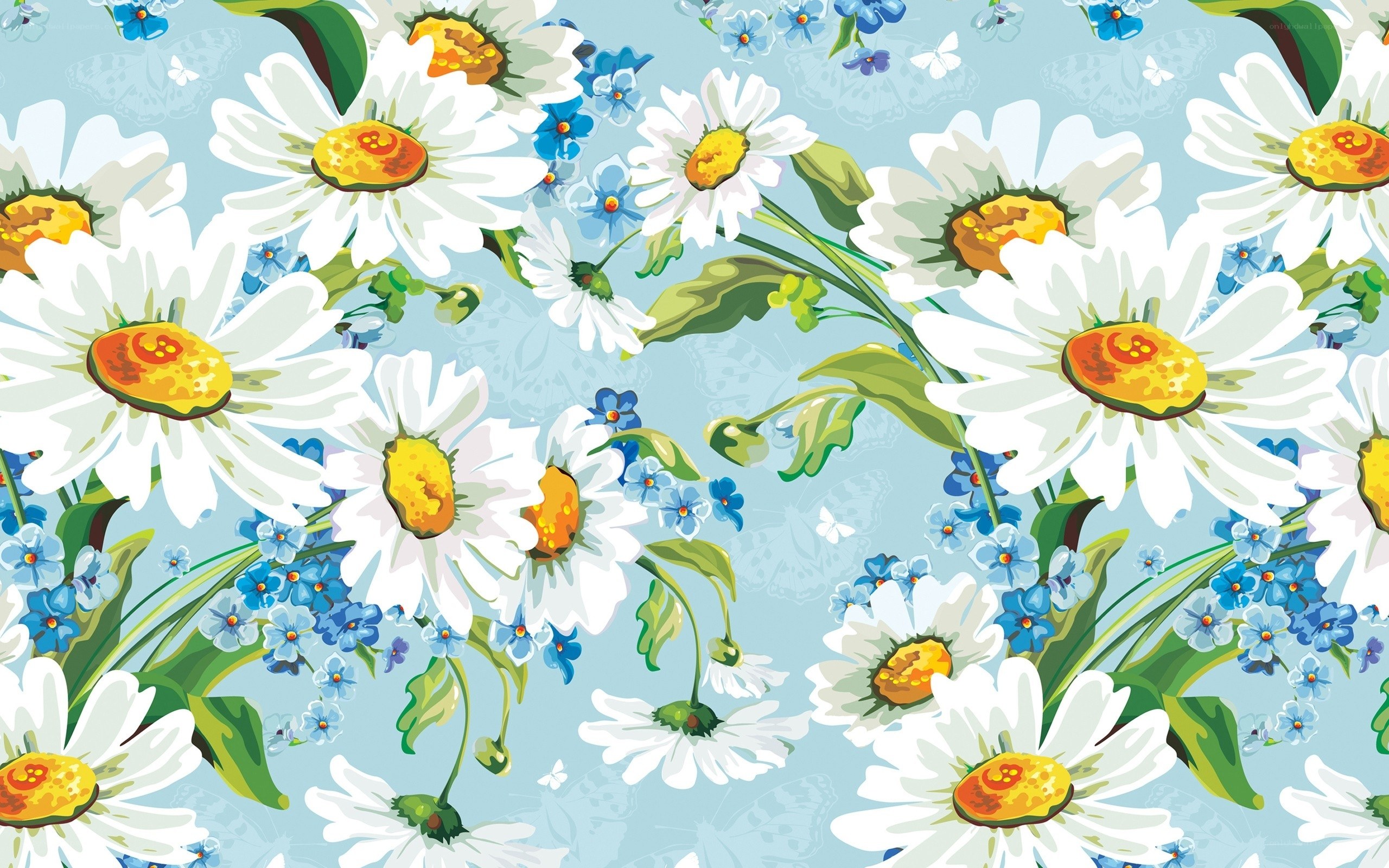 daisy and forget-me-not pattern