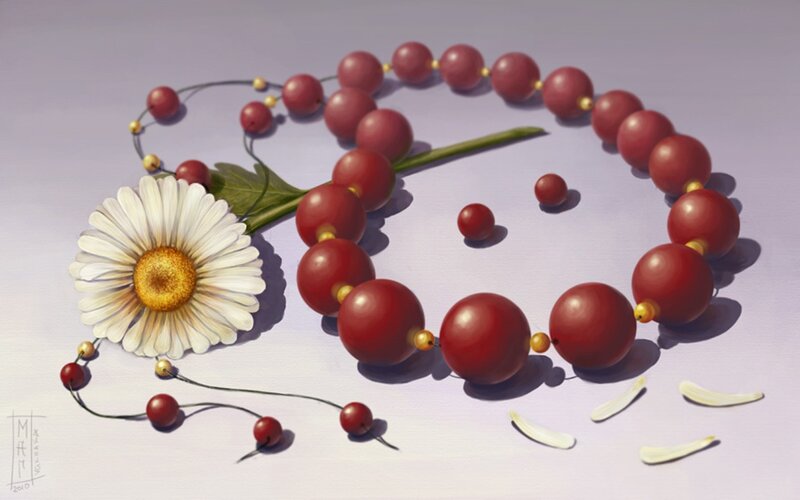 Daisy and Red Beads