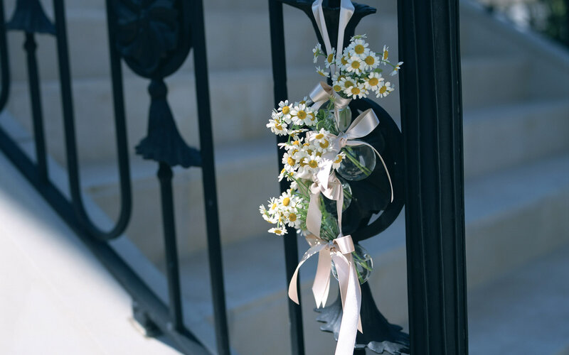 Daisy Bouquet on Railing