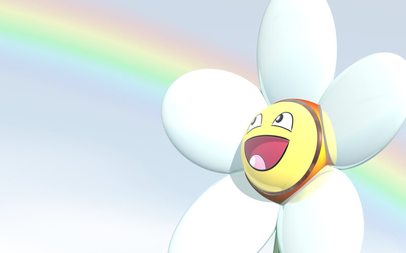 Daisy character with rainbow background