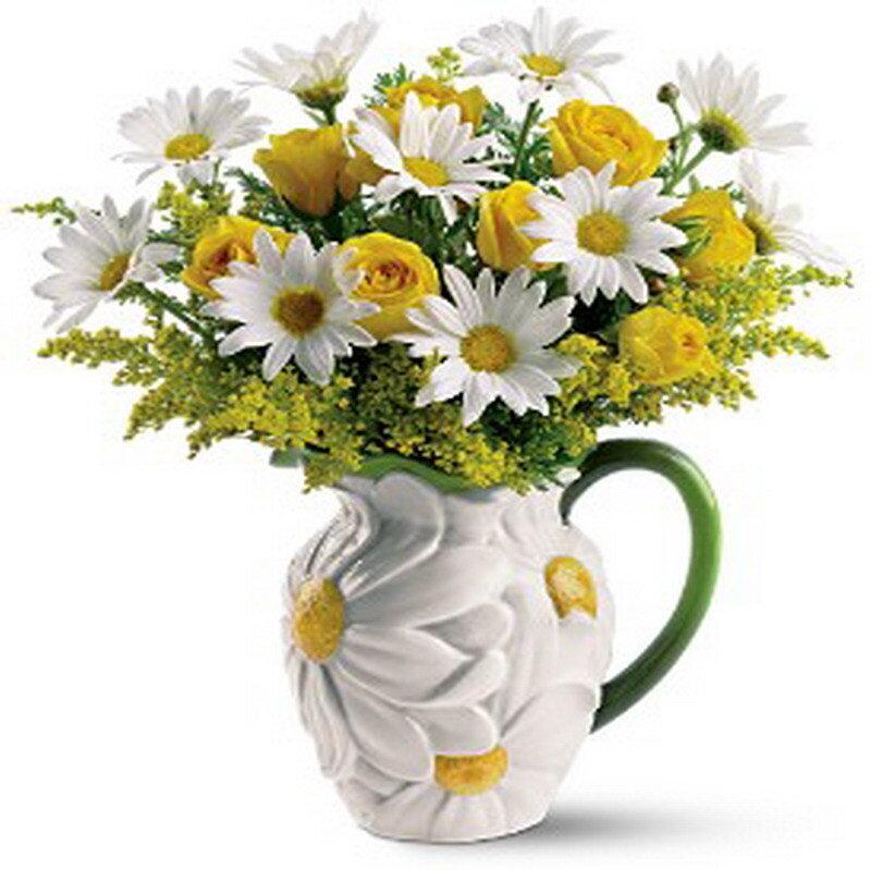 daisy pitcher bouquet