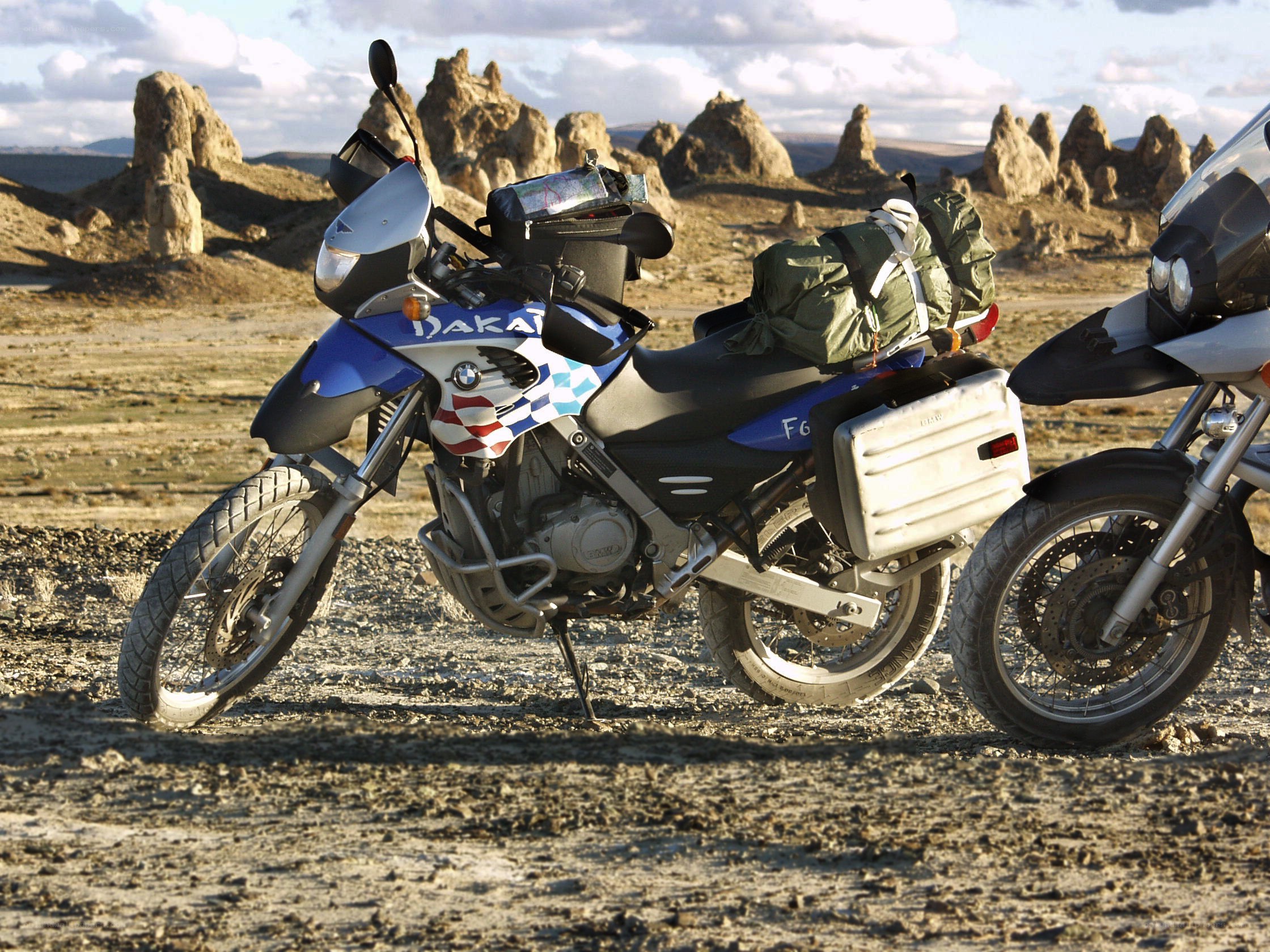 Dakar rally motorcycle in desert
