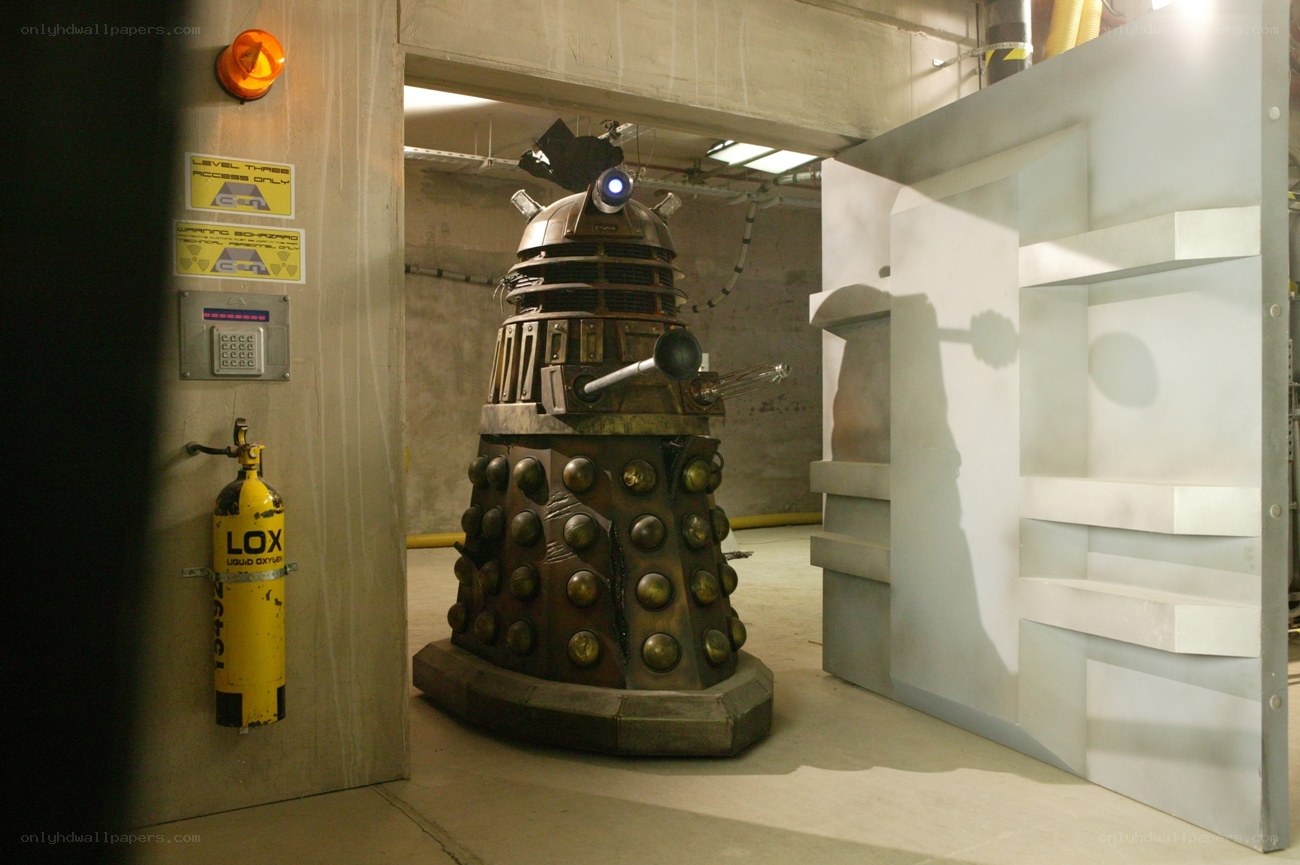 Dalek in a facility corridor