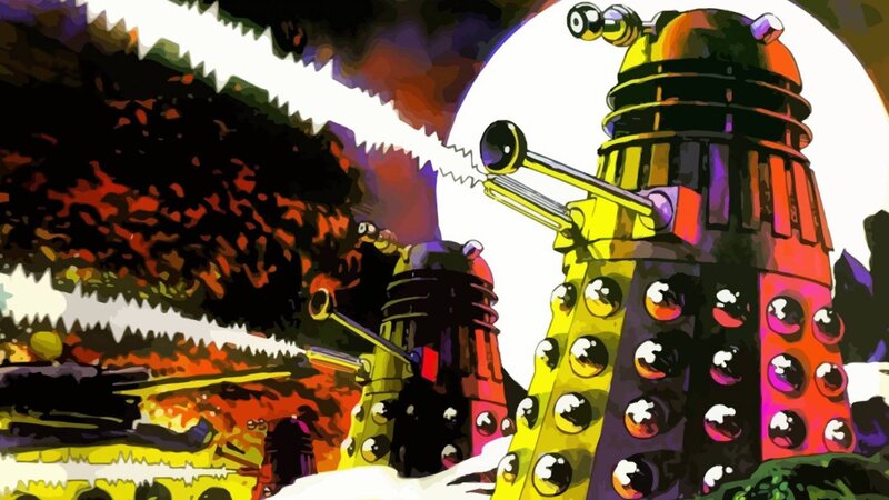 Dalek Robots in Battle — Yellow
