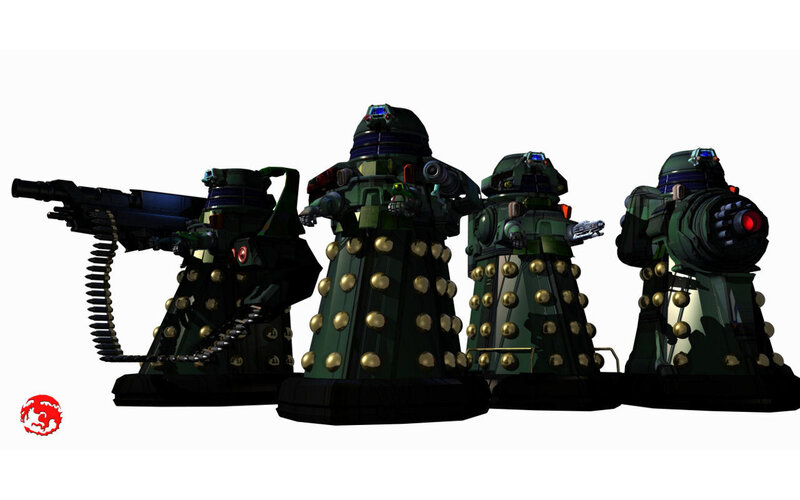 Dalek robots in combat gear