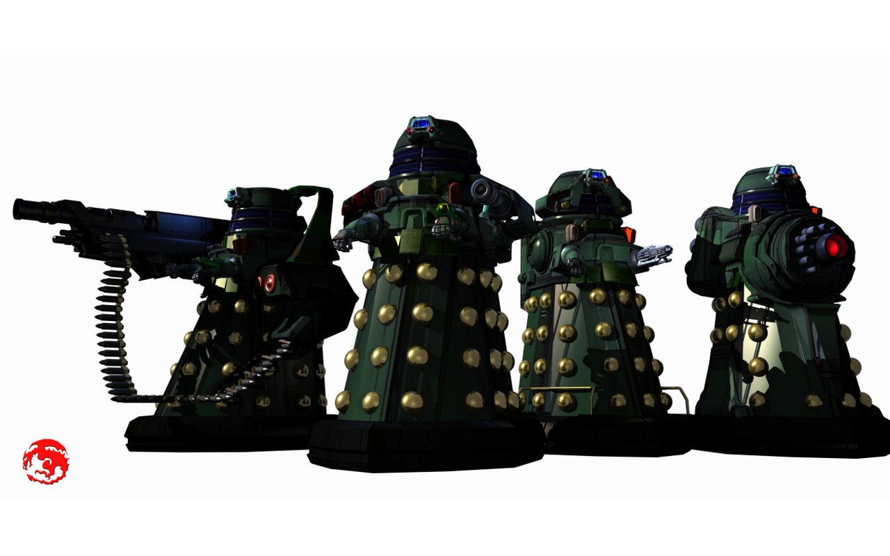 Dalek robots in combat gear
