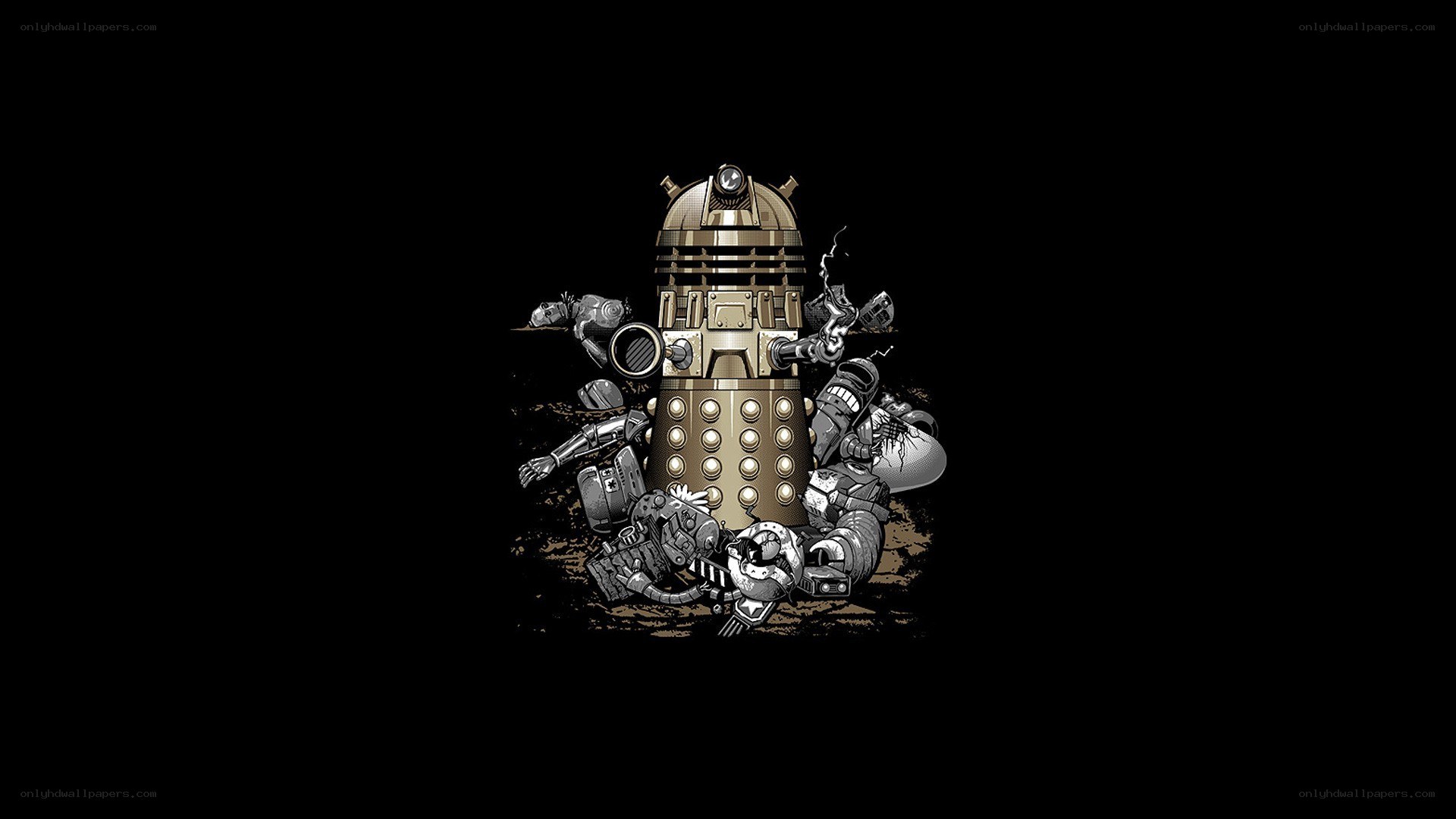 Dalek surrounded by debris