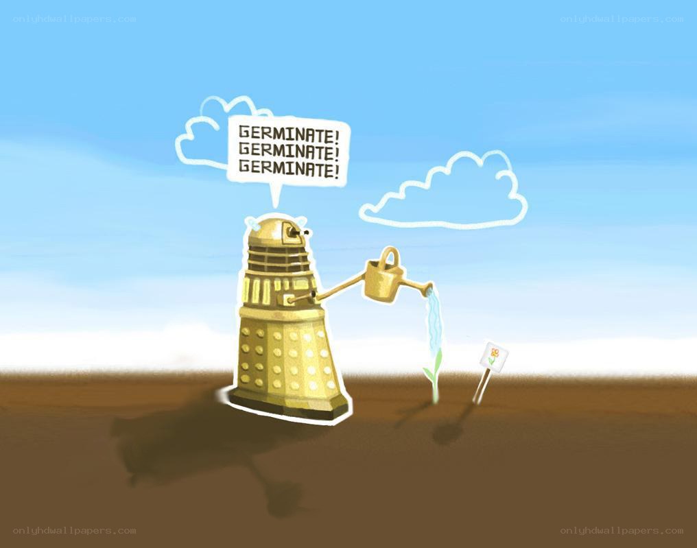 Dalek watering a plant
