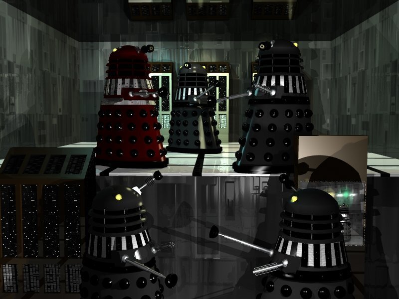 Daleks in a control room