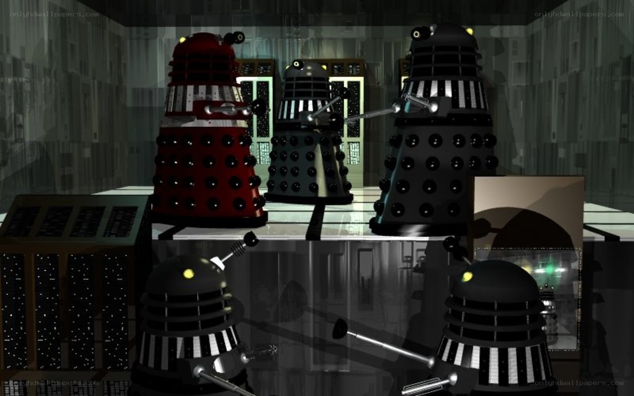 Daleks in a control room