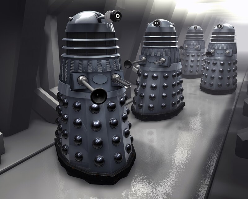 Daleks in a corridor