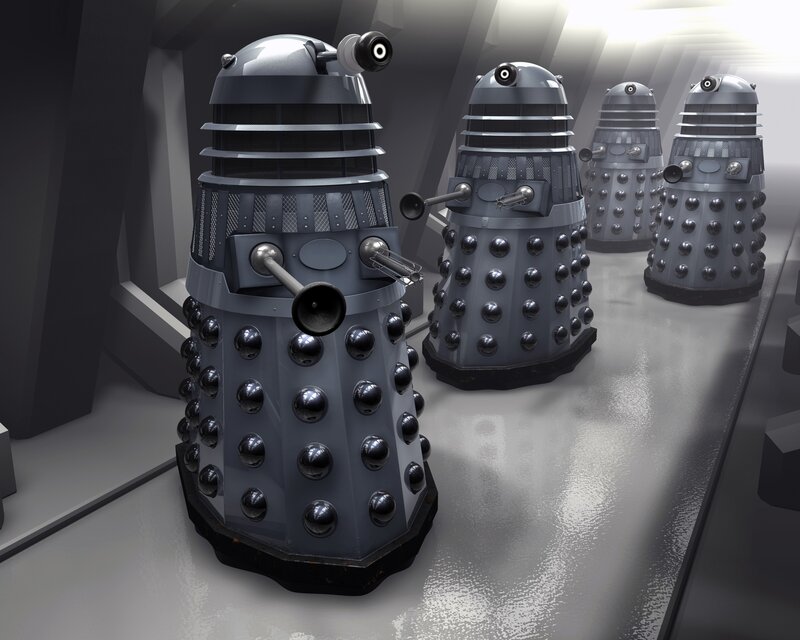 Daleks in a corridor