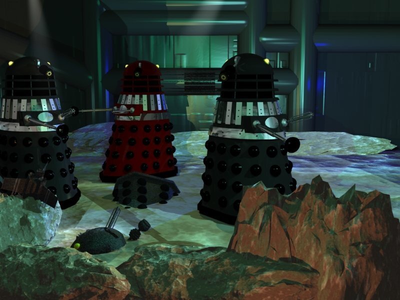 Daleks in a futuristic setting