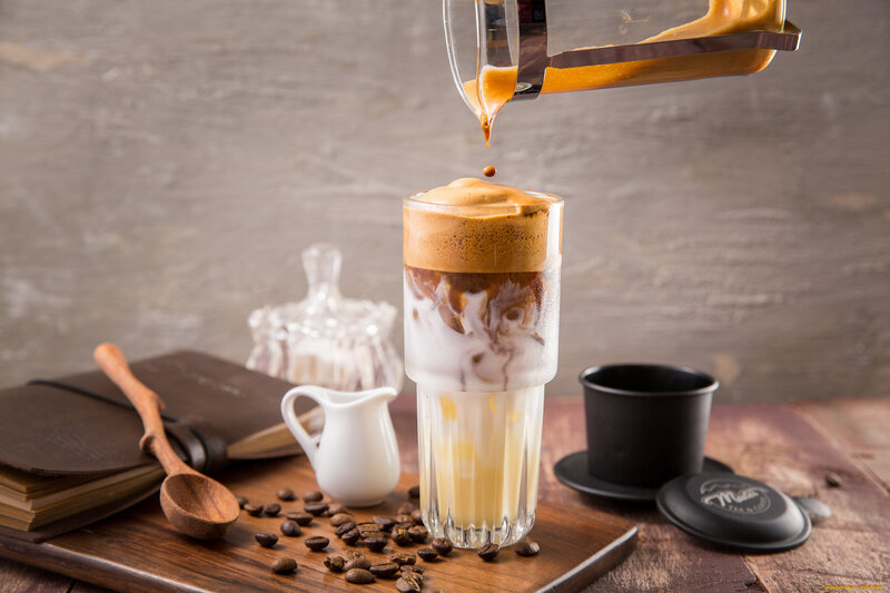 Dalgona Coffee Being Poured