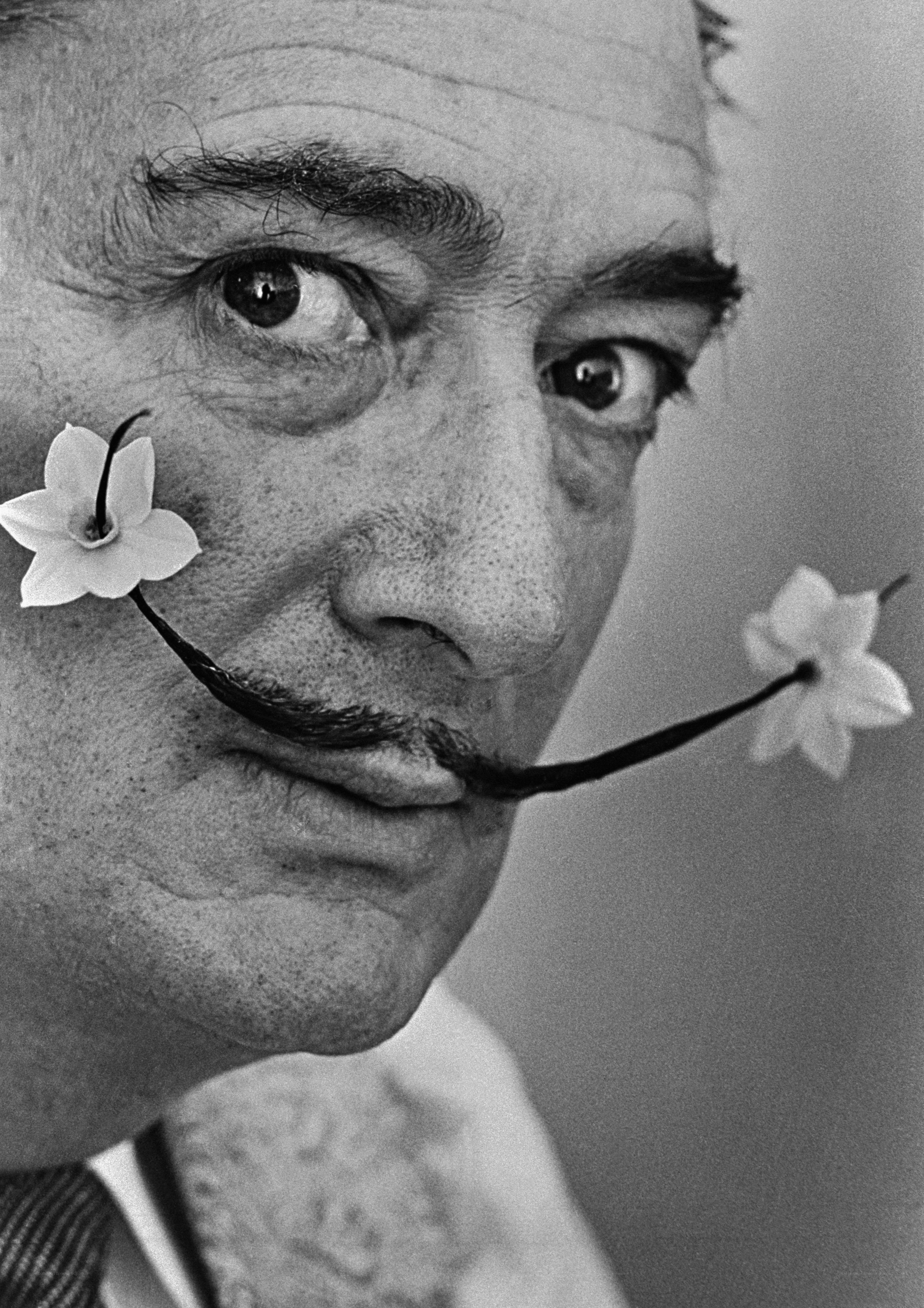 Dali with flowers in mustache