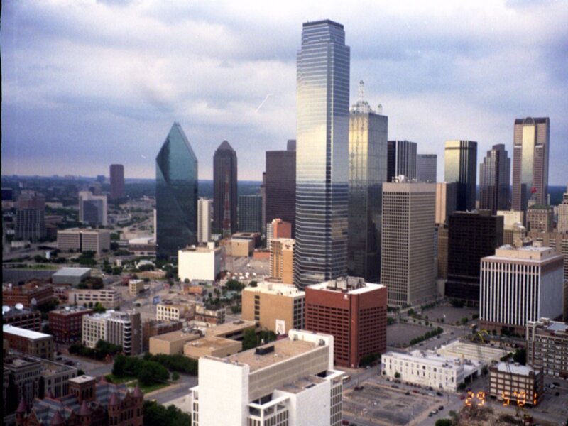 Dallas skyline aerial view