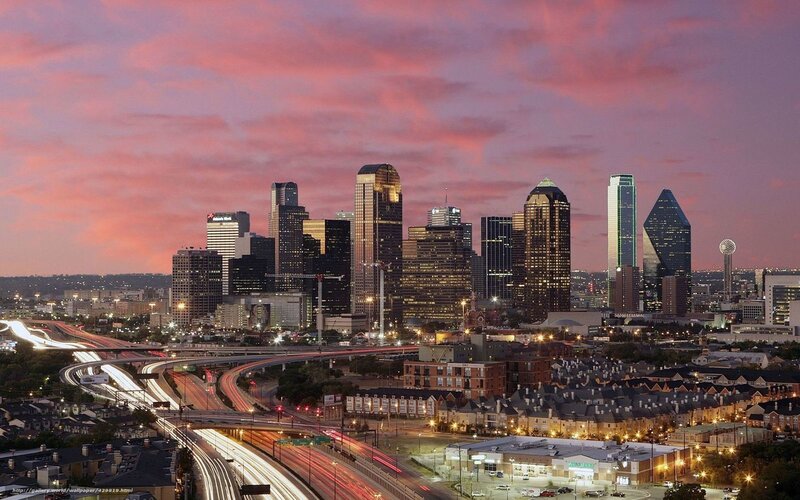 Dallas Skyline at Dusk — Pink
