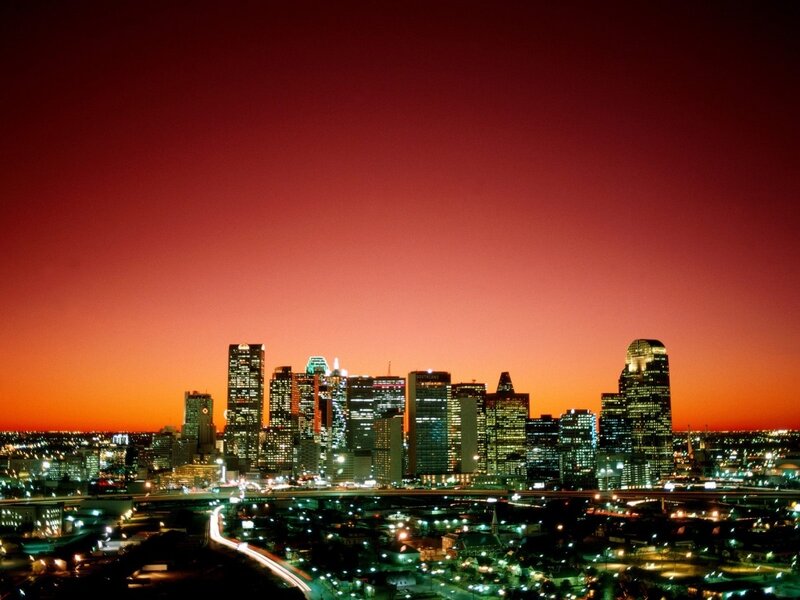 Dallas Skyline at Dusk — Red, Dramatic, Sunset, Photograph