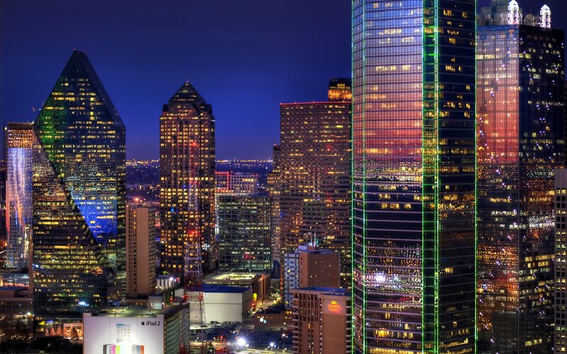 Dallas skyline at night