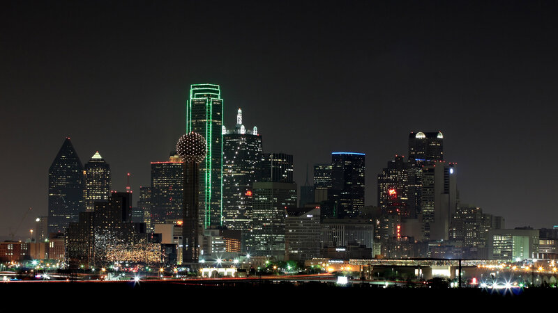 Dallas Skyline at Night — Black, Dark