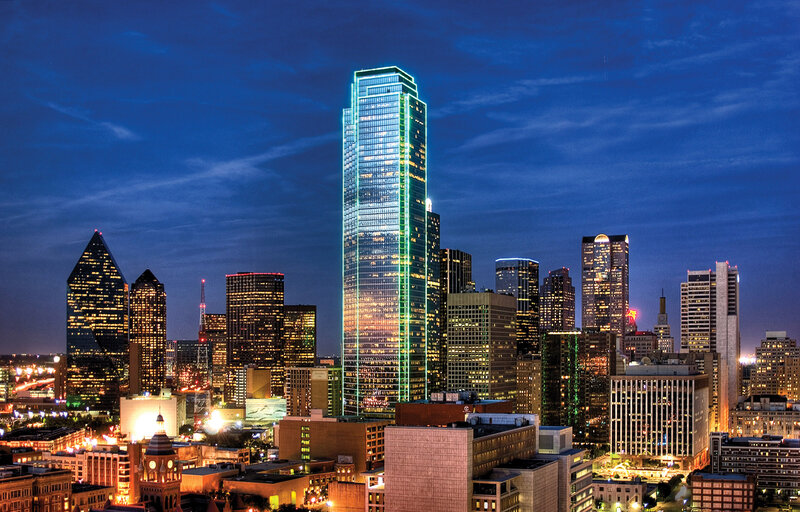 Dallas Skyline at Night — Blue