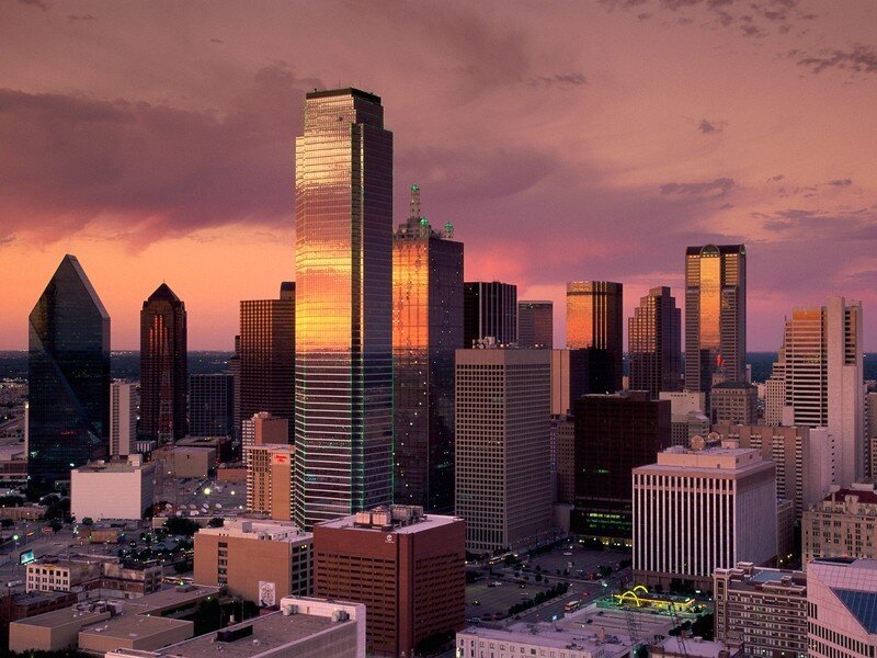 Dallas skyline at sunset