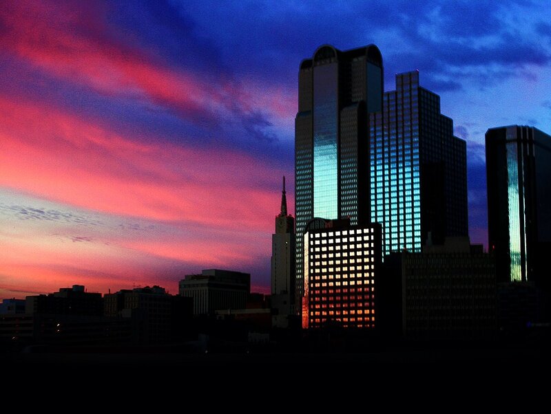 Dallas skyline at sunset