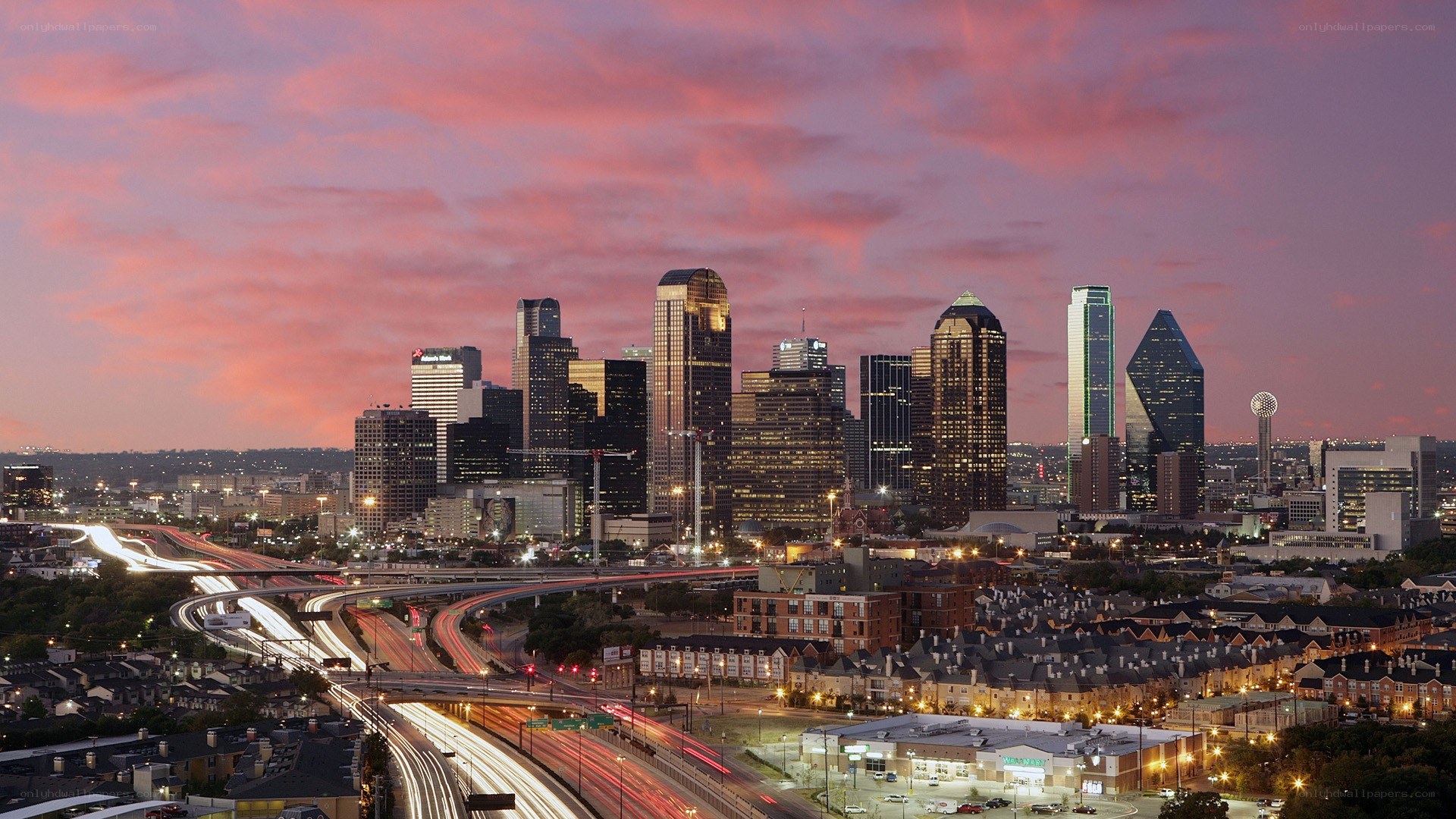 Dallas skyline at sunset