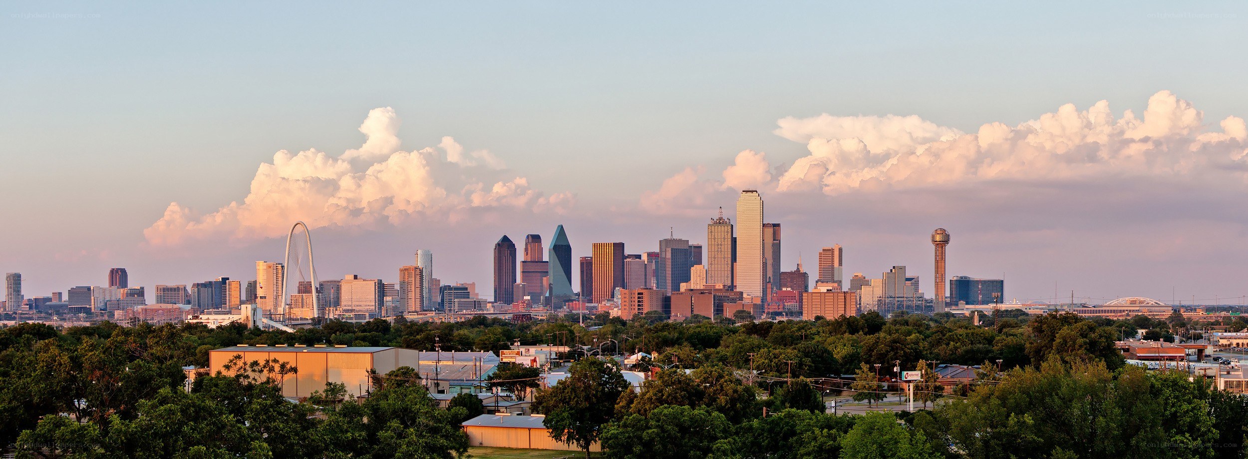 Dallas skyline at sunset
