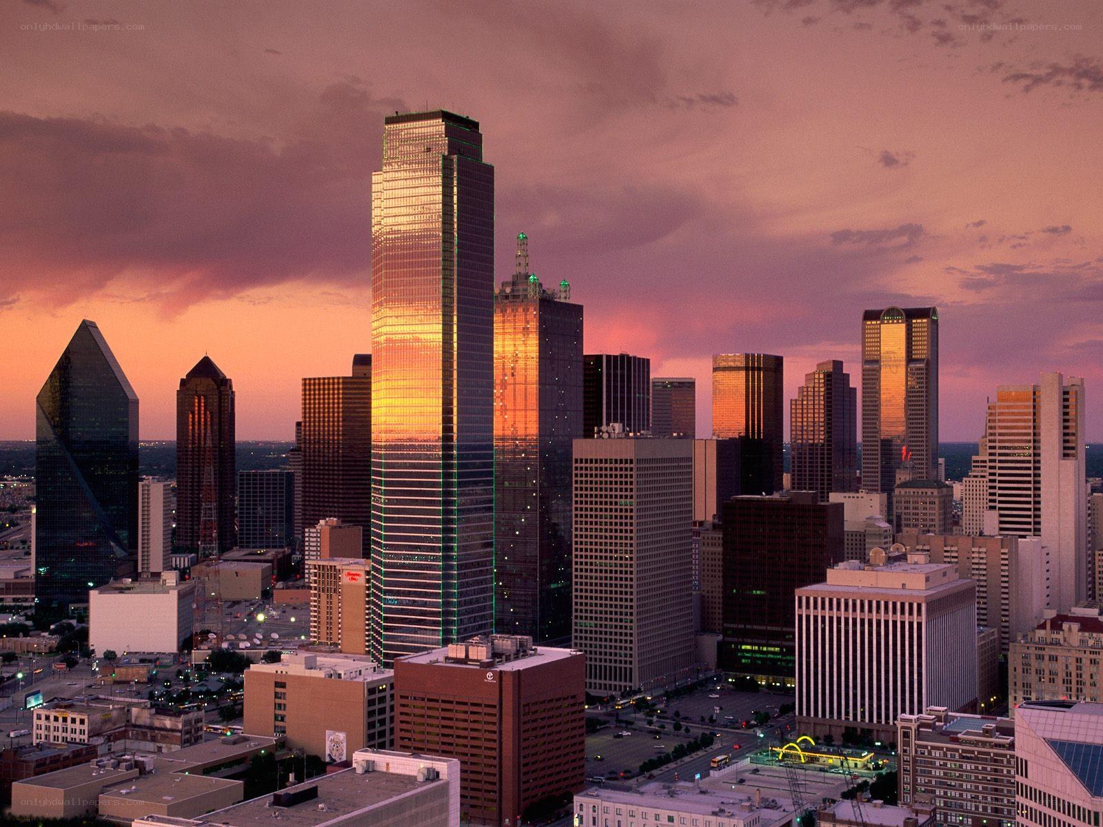 Dallas skyline at sunset