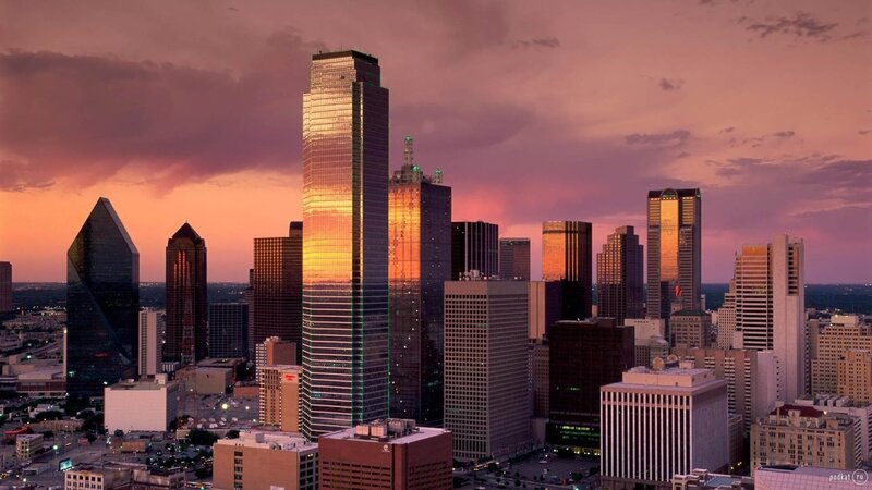 Dallas Skyline at Sunset — Purple, Dramatic, Photograph