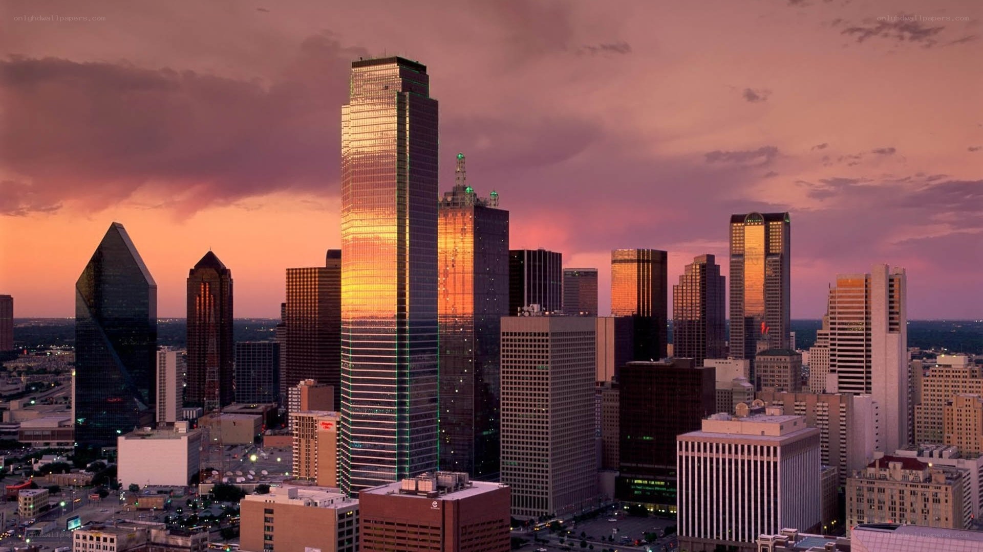 Dallas skyline at sunset