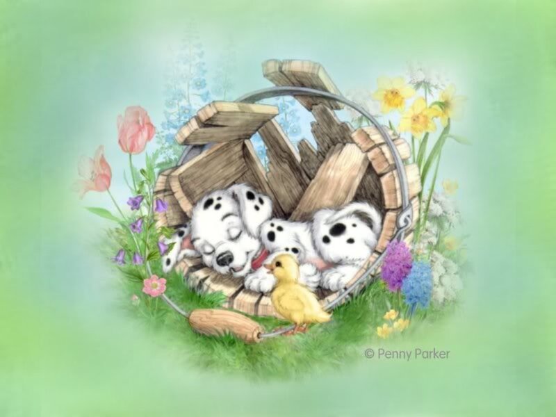 Dalmatian Puppies in Basket