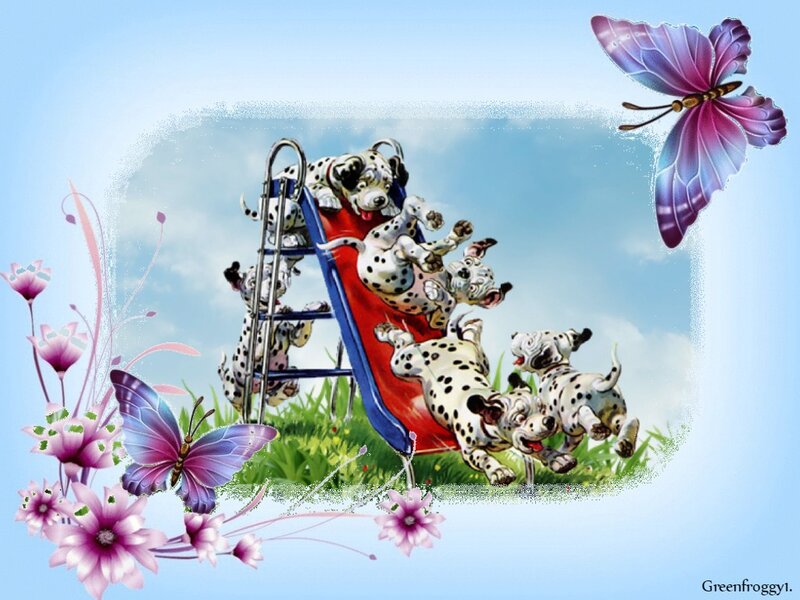 Dalmatian Puppies on Slide