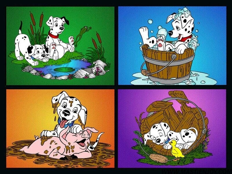 Dalmatian Puppies Playing — Green