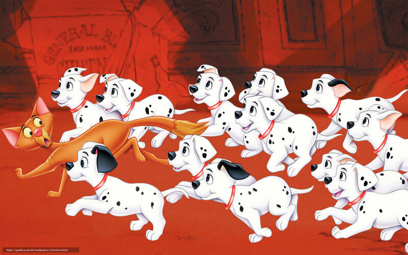 Dalmatian Puppies Running — Red