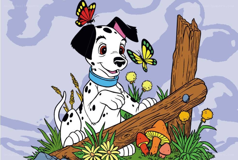 Dalmatian puppy with butterflies