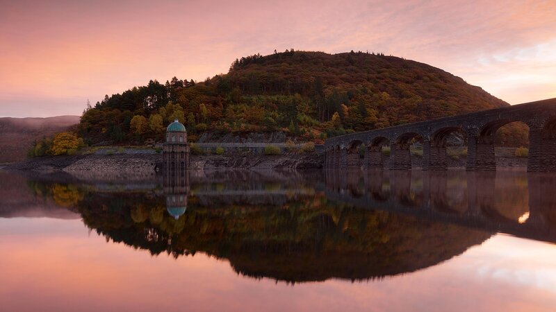 Dam and Bridge at Sunset