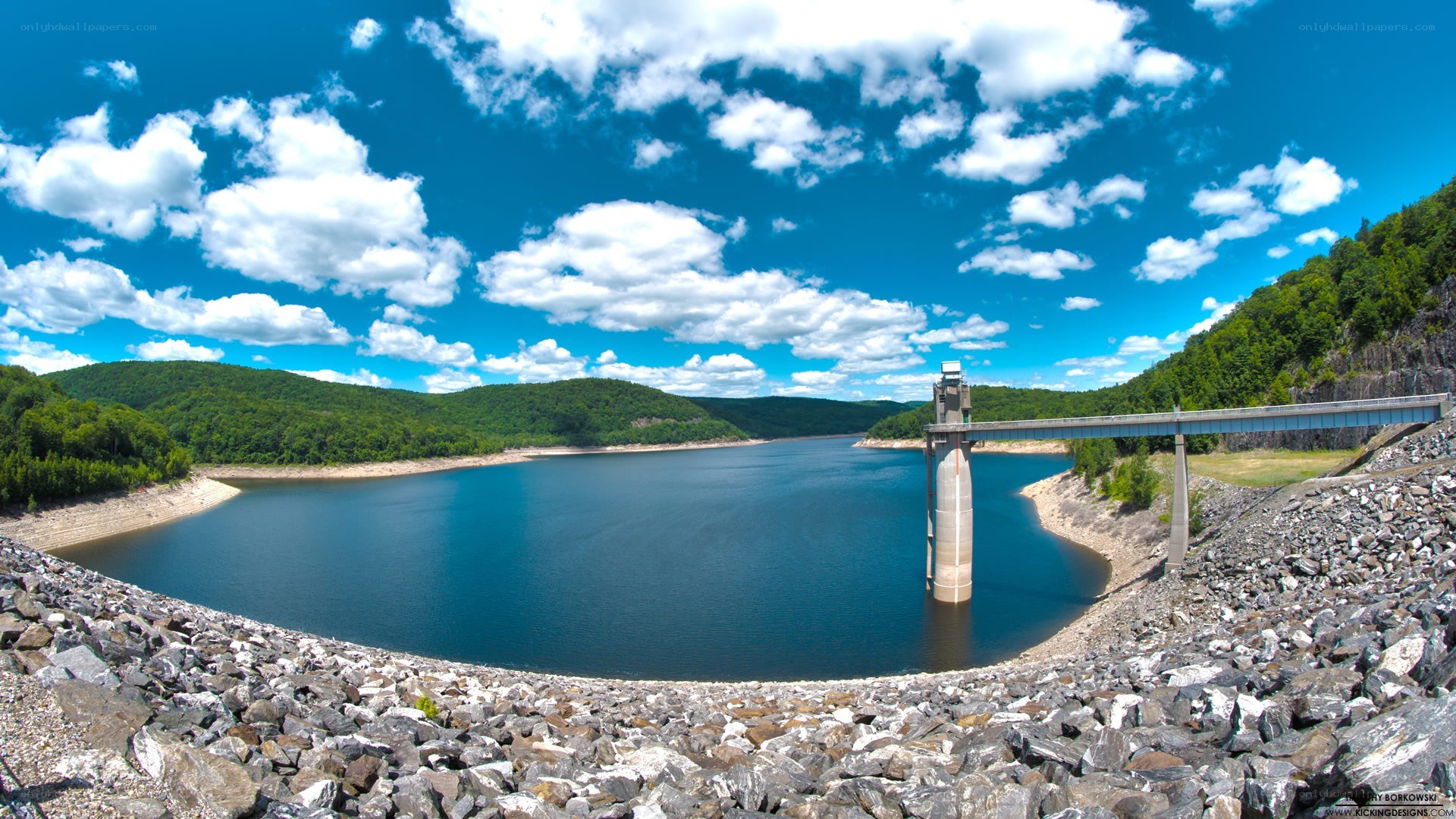 Dam and reservoir landscape