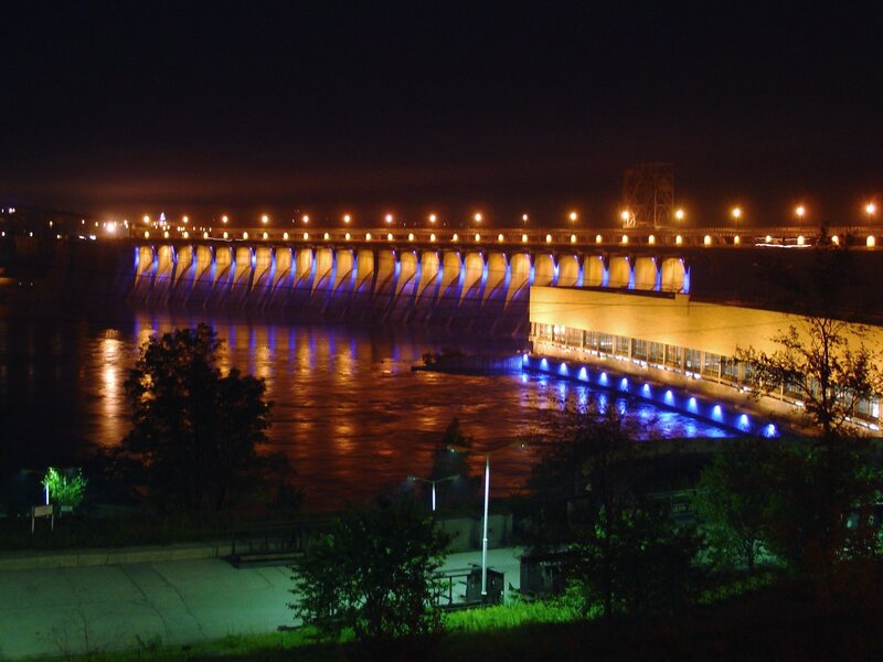 Dam at Night — Blue, Dramatic