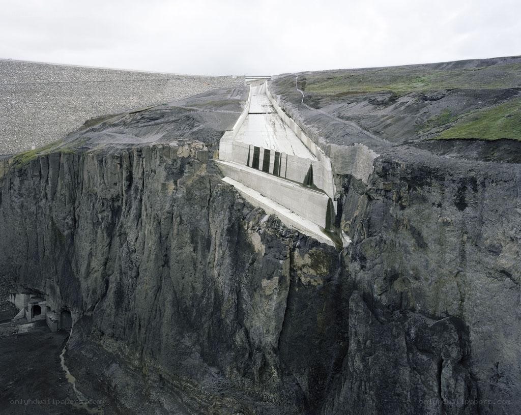 Dam in a rocky canyon