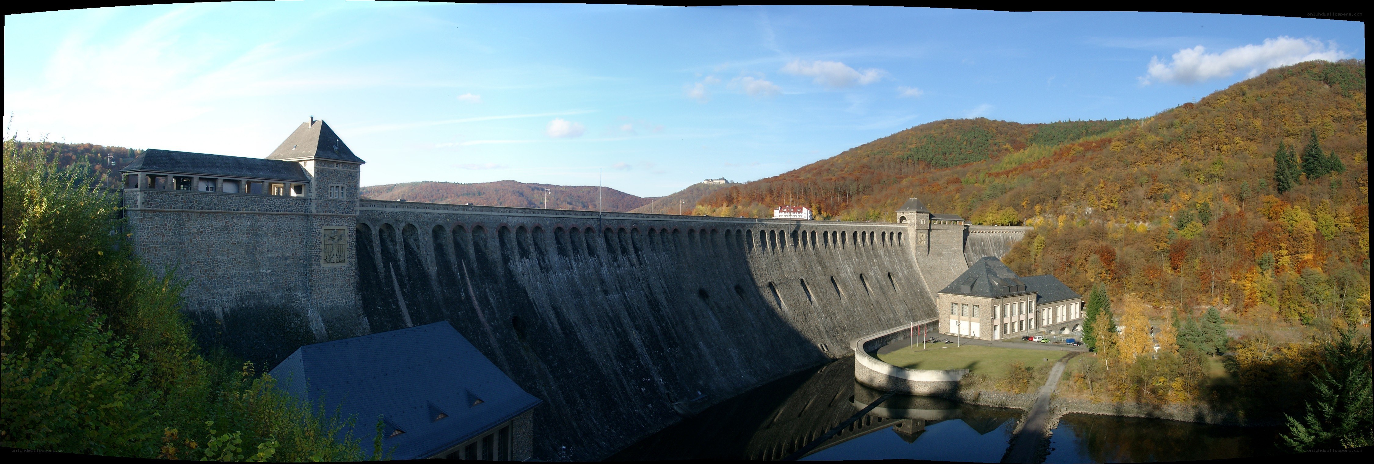 Dam in autumn landscape