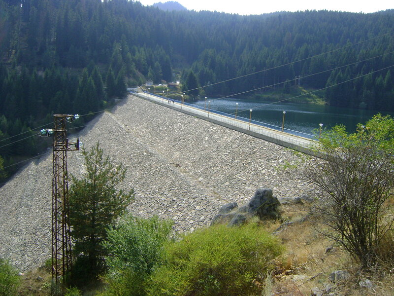 Dam in Forested Valley — Green, Serene