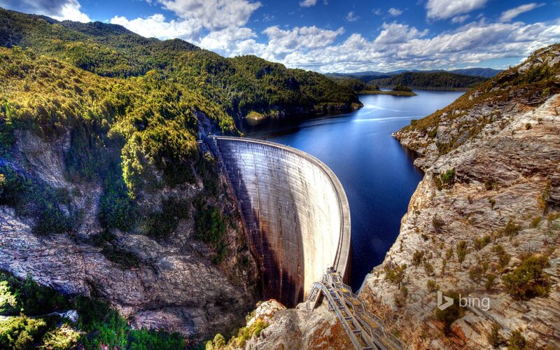 Dam in Mountain Valley — Blue